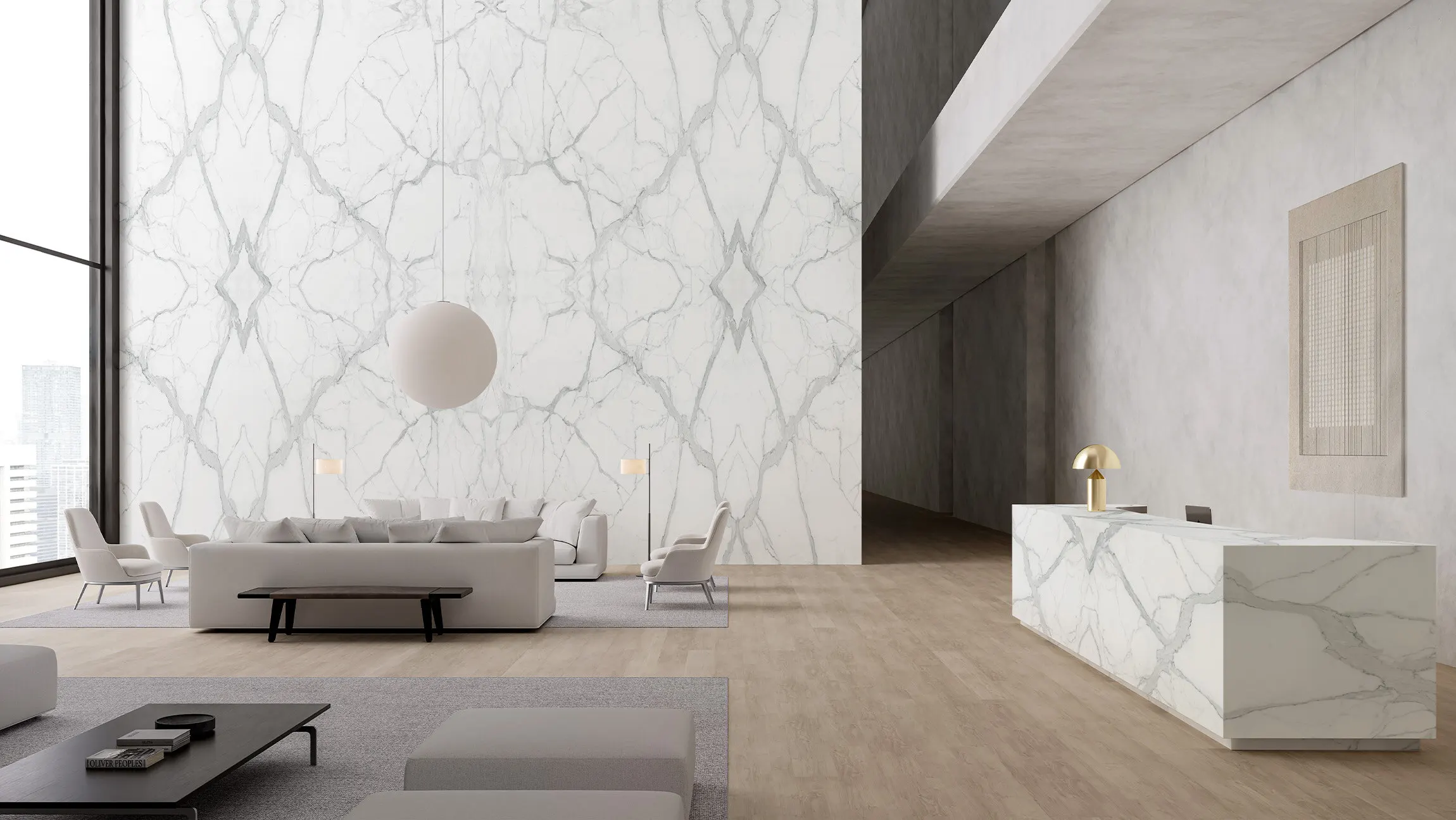 2On the wall and counter: Foresta / Block 56. On the floor: Atlantic Ocean / Block 24.