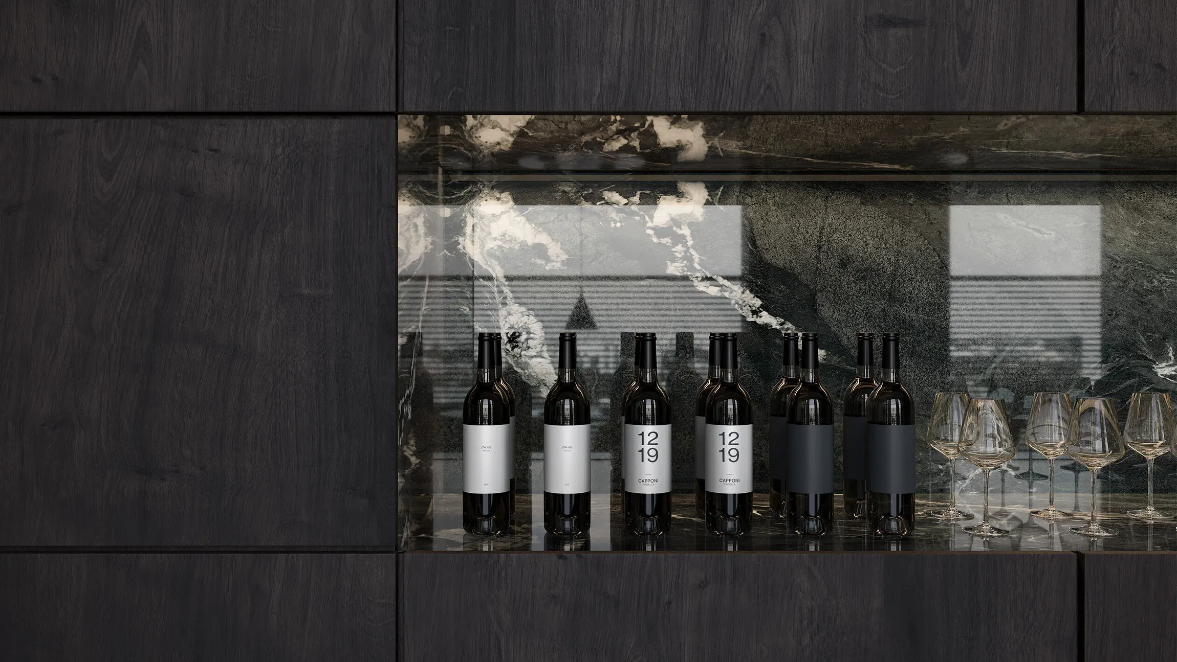 3 On the wall and counter: Foresta / Block 56. On the floor: Atlantic Ocean / Block 24.